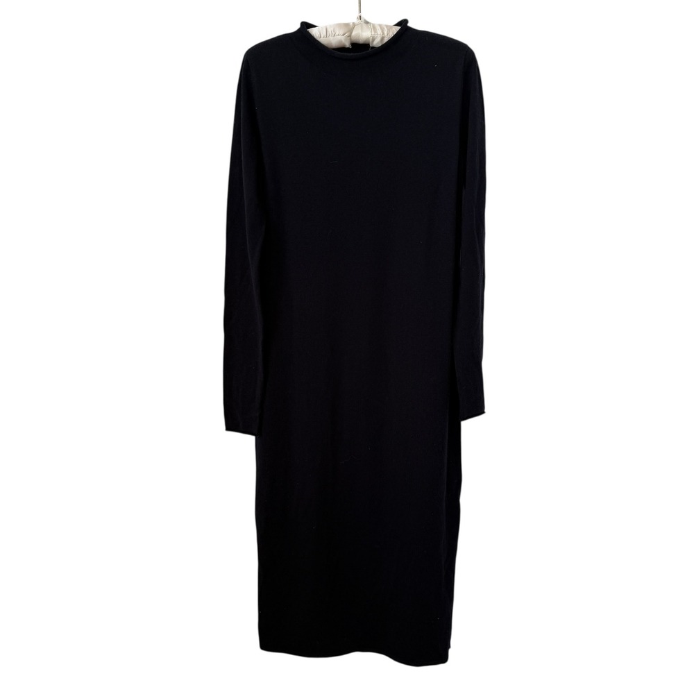 COS dark blue long sleeve roll neck knit column dress XS
